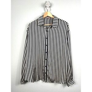 Bailey Rose Women's Blouse Satin Striped Long Sleeve Office Career S‎